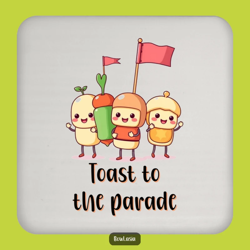 Funny Food Skewer Parade Drink Coasters: Protect Surfaces with Hilarious Tiny Art