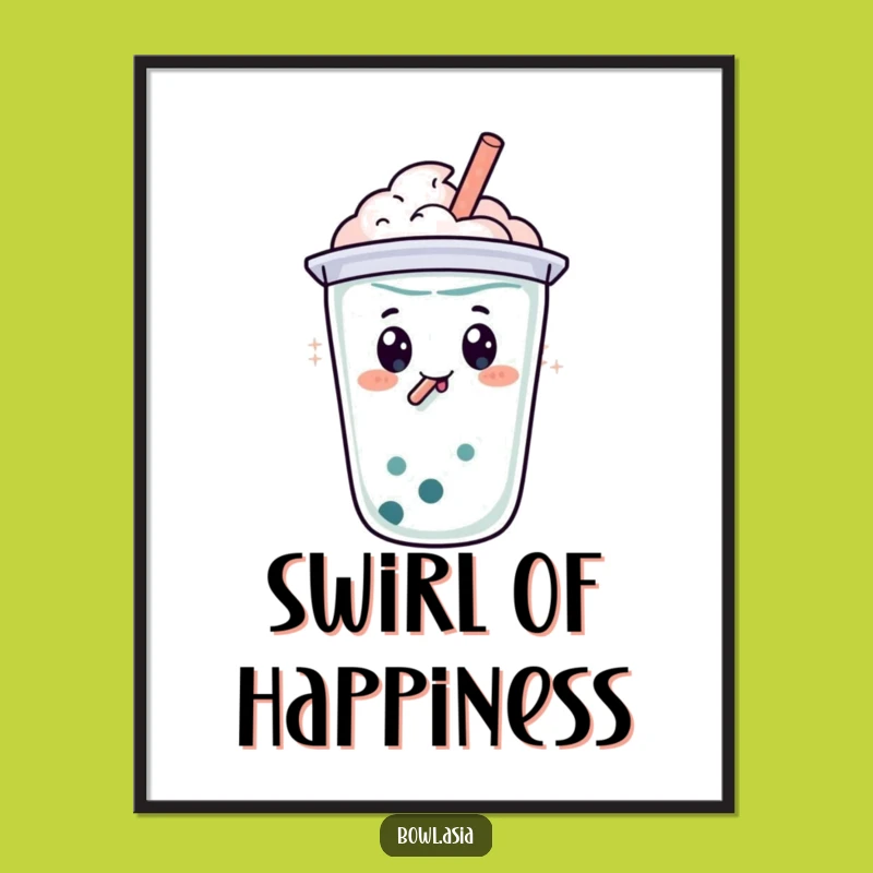 Funny Boba Tea Swirl Poster: Brighten Your Walls with This Hilarious Drink Art