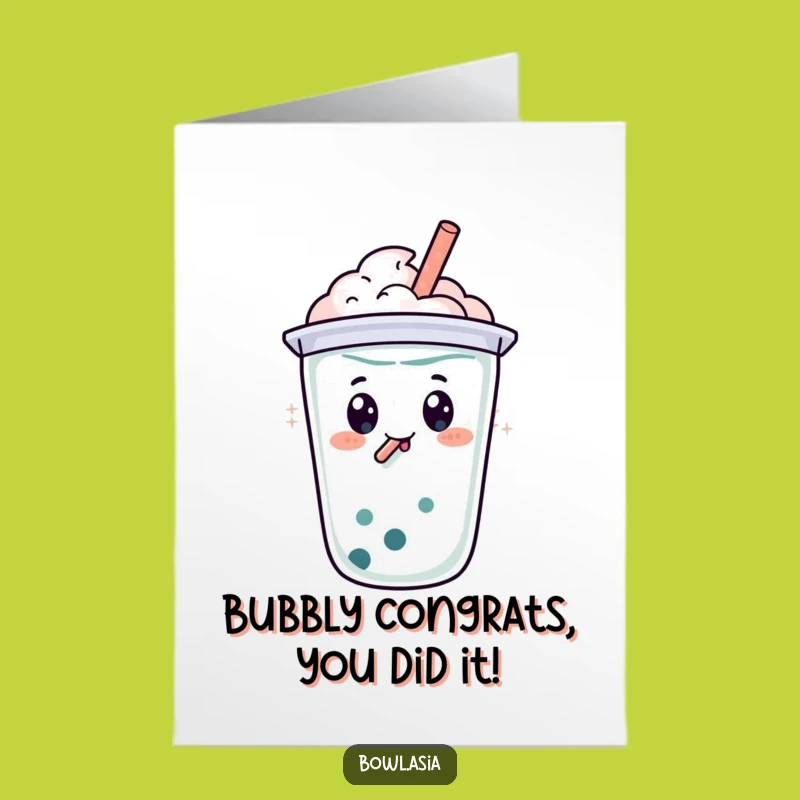 Free Printable Congrats Card: Boba Tea Bubbly Swirl, Downloadable Gift