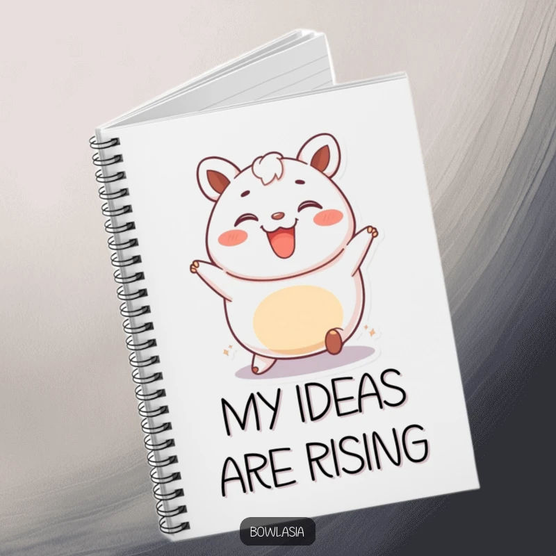 Funny bao bun notebook with a happy, rolling bao bun character, perfect for journaling sweet thoughts and ideas, a fun gift.